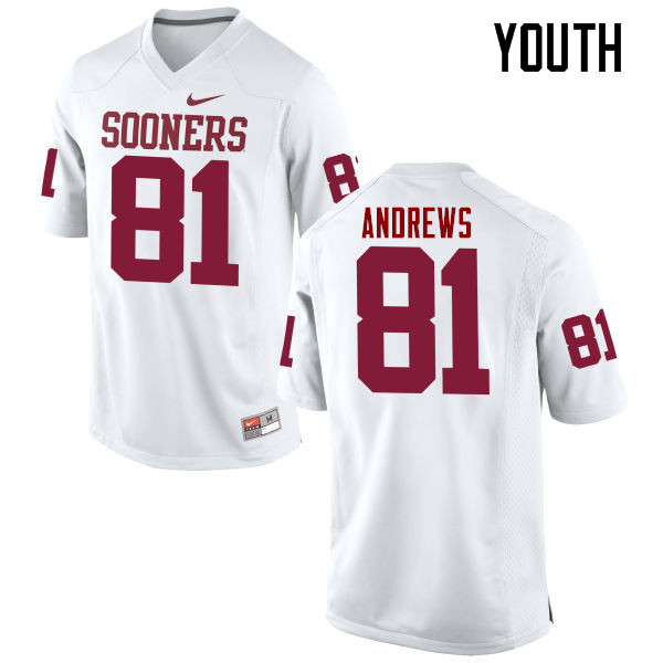 Youth Oklahoma Sooners #81 Mark Andrews College Football Jerseys Game-White